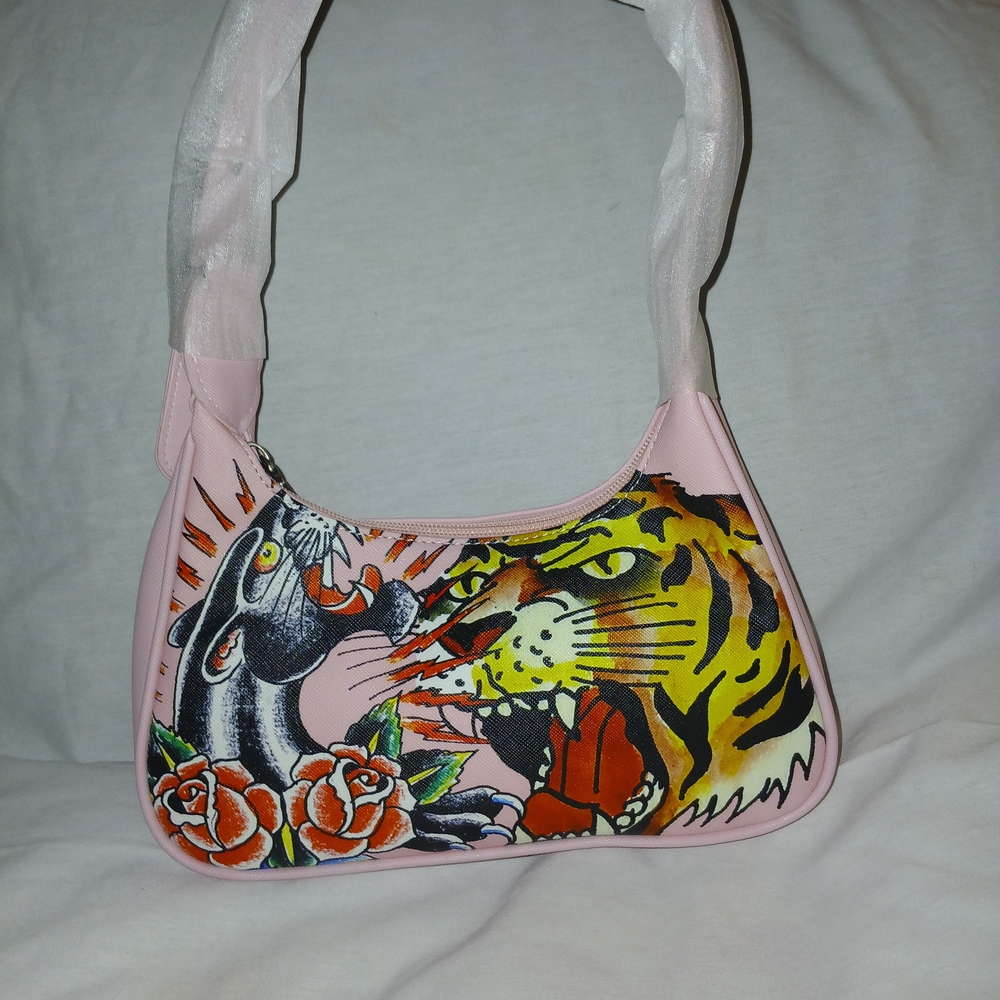Pink Ed Hardy Animal Print Shoulder Bag